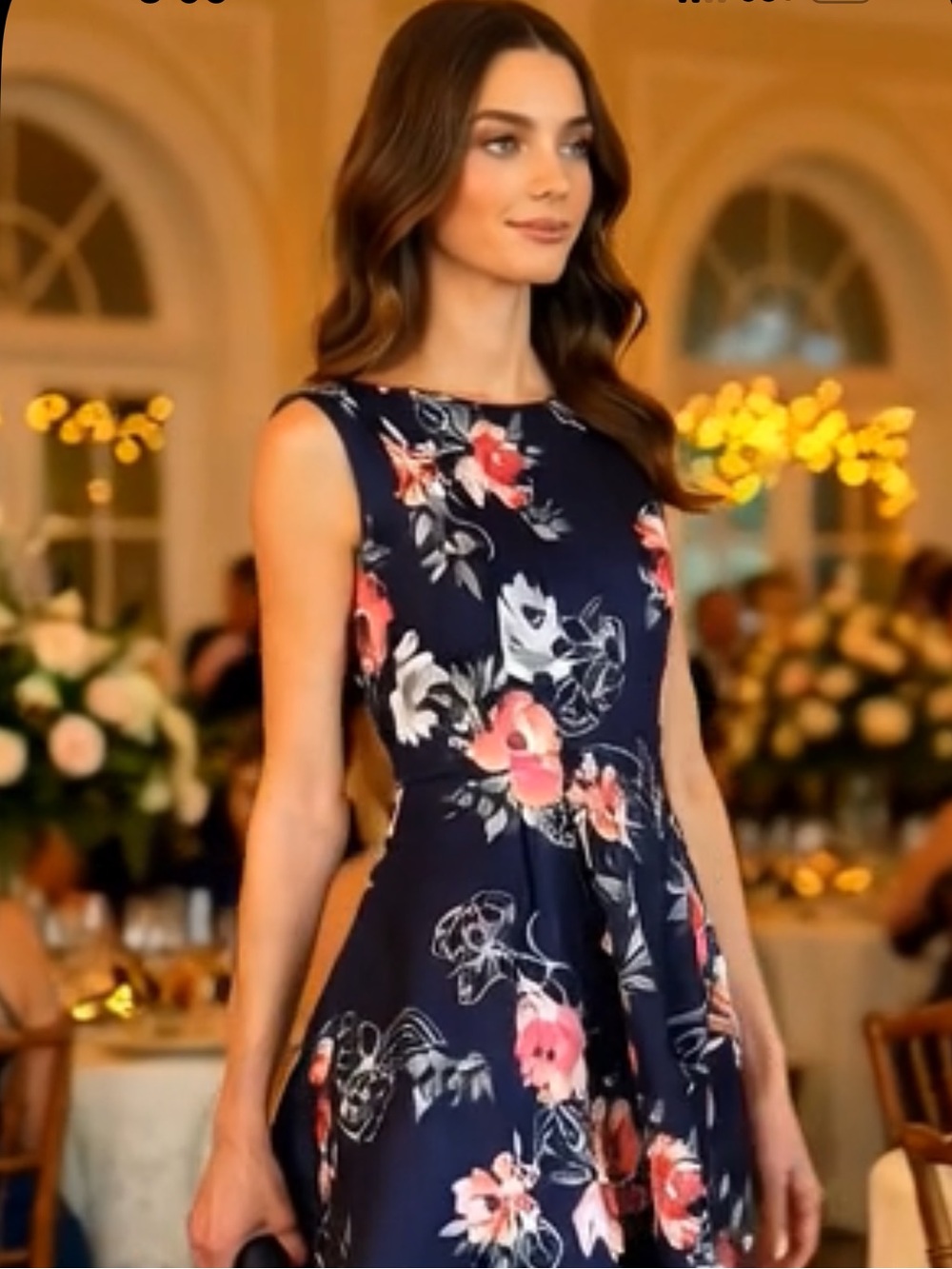 Jessica H Navy Floral Sleeveless Fit & Flare Mini Dress